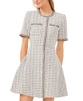 CeCe Women's Contrast-Trim Tweed Button-Front Dress