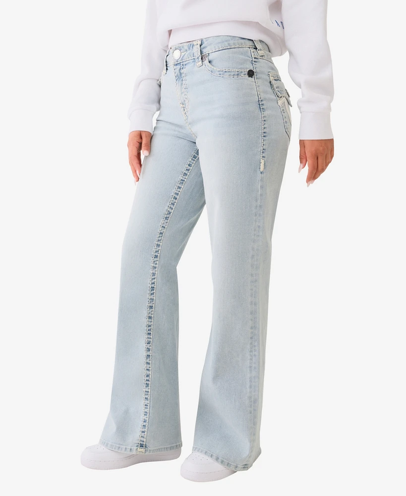 True Religion Women's Bobbi Baggy Super T Flap Jean