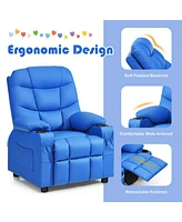 Kids Youth Recliner Chair Pu Leather w/Cup Holders & Side Pockets