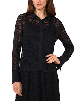 Vince Camuto Women's Button Down Lace Top