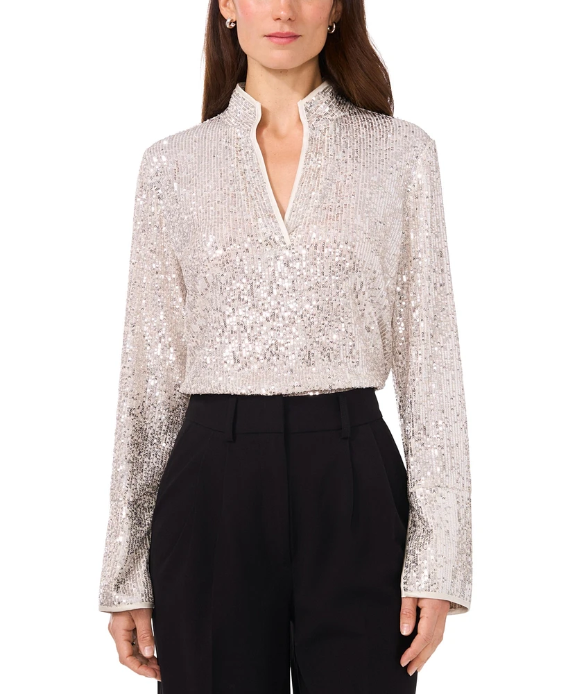 Vince Camuto Women's Sequined Split-Neck Tunic Blouse