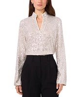 Vince Camuto Women's Sequined Split-Neck Tunic Blouse