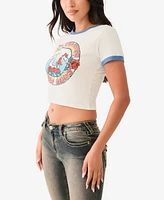 True Religion Women's Retro Rose Baby Tee