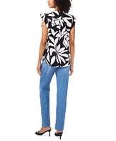 Vince Camuto Women's Printed Flutter-Sleeve Top