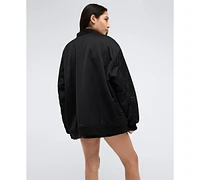 Kenneth Cole Women's Satin Back Crepe Boyfriend Bomber Jacket