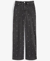 On 34th Women's Black Embellished Wide-Leg Jeans, Created for Macy's