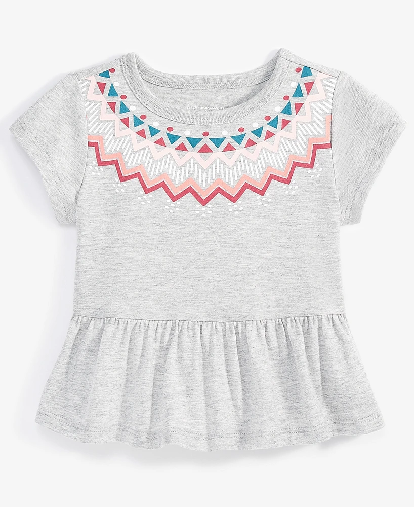 First Impressions Baby Girls Fair Isle Short-Sleeve Peplum T-Shirt, Created for Macy's