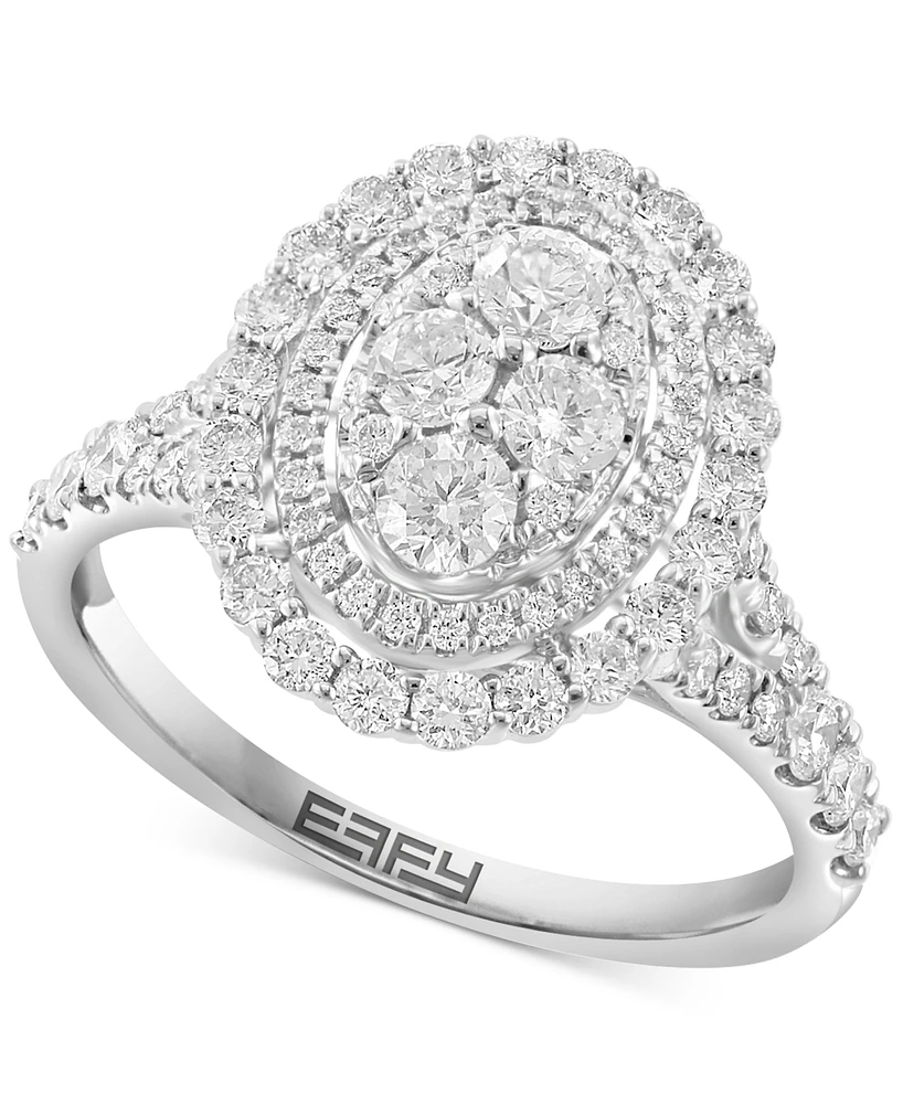 Effy Diamond Oval Halo Cluster Ring (1-1/4 ct. t.w.) in 14k White Gold