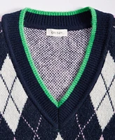 On 34th Women's Argyle V-Neck Drop-Shoulder Sweater, Created for Macy's