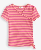 Epic Threads Little & Big Girls Kelsey Short-Sleeve Striped Faux-Wrap Top, Created for Macy's