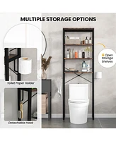 Sugift 4-Tier Freestanding Over the Toilet Storage Rack-Rustic Brown