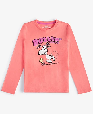 Epic Threads Little & Big Girls Rollin' With It Snoopy Woodstock Graphic Long-Sleeve T-Shirt, Exclusively at Macy's