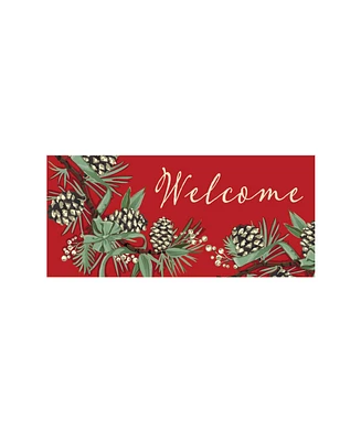 Evergreen Winter Pine Welcome Sassafras Indoor Outdoor Switch Doormat 1'10"x10" Multicolored