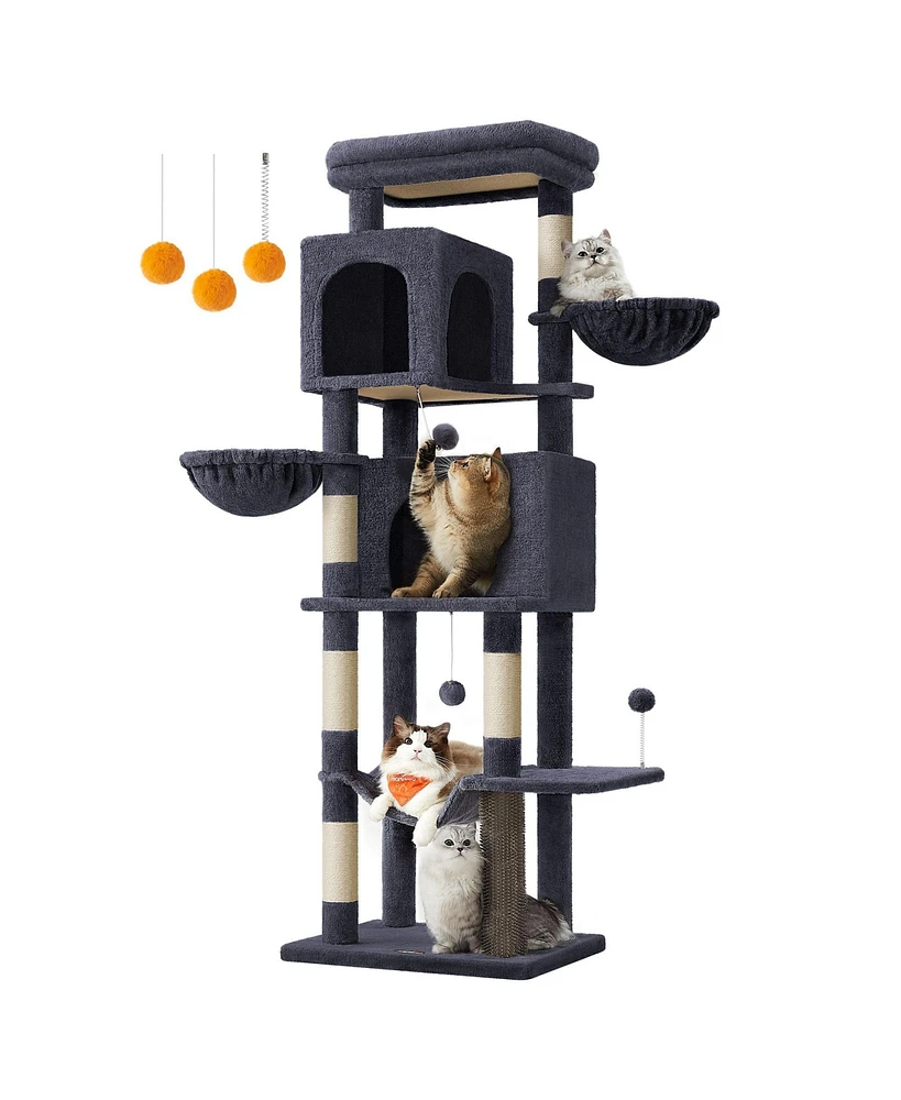 Slickblue 69-Inch Multi-Level Cat Tower, Tall Condo with 2 Cozy Caves