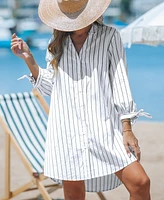 Cupshe Women's Striped Shirt Cover-Up Top