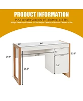 Sugift Modern Computer Desk Study Table Writing Workstation with Cabinet and Drawer