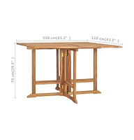 vidaXL Folding Patio Dining Table 43.3"x43.3"x29.5" Solid Wood Teak