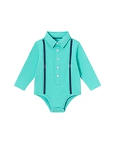 Andy & Evan Baby Boys Teal Suspender Shirtzie w/Pique Pant Set