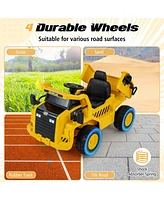 Costway Kids Ride on Dump Truck with 2.4G Remote Control Working Megaphone Sand Shovel
