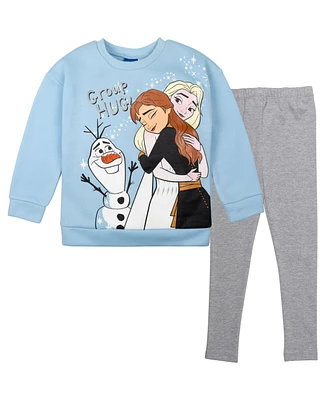 Disney Girls Frozen Princess Anna Elsa Baby Sweatshirt and Leggings Outfit Set to