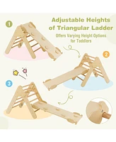 2-in-1 Wooden Kids Climber Toys with Triangle Arch Ramp