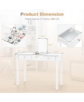 Sugift Vanity Desk Makeup Dressing Table with Flip Top Mirror and Drawers