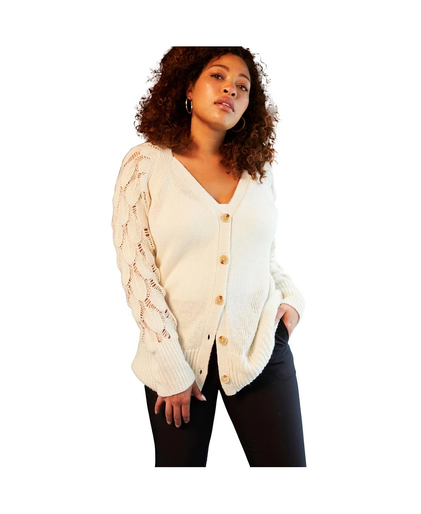 June + Vie Women's Openwork Cardigan