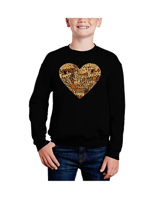 La Pop Art Boys Thanksgiving Heart Word Crewneck Sweatshirt