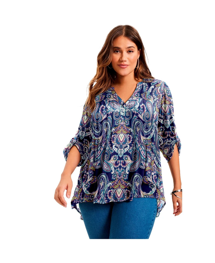 June + Vie Women's June + Vie Roll-Tab Popover Tunic