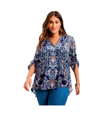 June + Vie Women's June + Vie Roll-Tab Popover Tunic