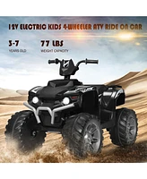 Sugift 12V Kids Ride on Atv with Led Lights and Treaded Tires and Led lights