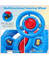 Gymax 6V Electric Kids Ride On Train Motorized Train Toy w/ Track & 6 Wheels Navy