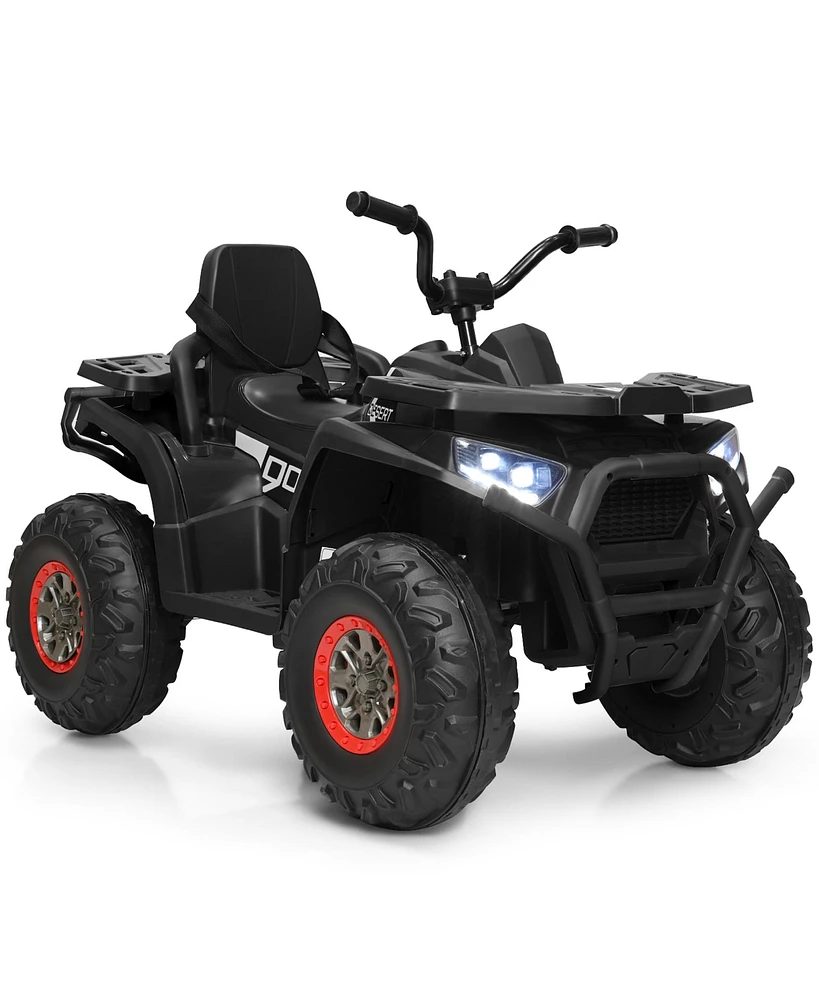 Gymax 12V Electric Kids Ride On Car Atv 4-Wheeler Quad w/ Led Light White