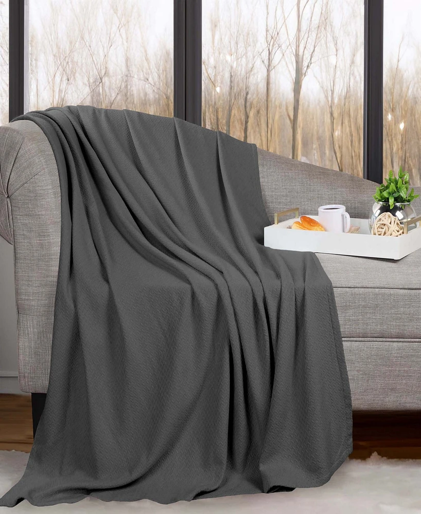 Superior Nobel Cotton Jacquard Dobby Weave Textured Chevron Lightweight Woven Throw, 50" x 60"