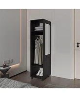 Fm Furniture Benson Wardrobe in melamine with mirror and open storage