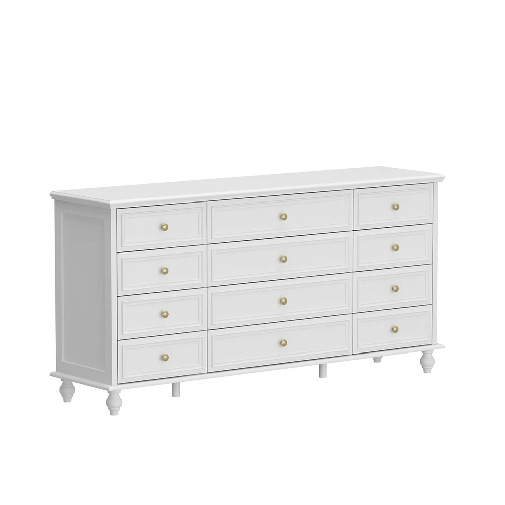 Famapy White 10-Drawer 55.1 in. W Wood Paint Finish Dresser Chest of Drawers Cabinet