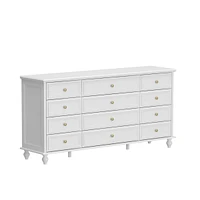 Famapy White 10-Drawer 55.1 in. W Wood Paint Finish Dresser Chest of Drawers Cabinet