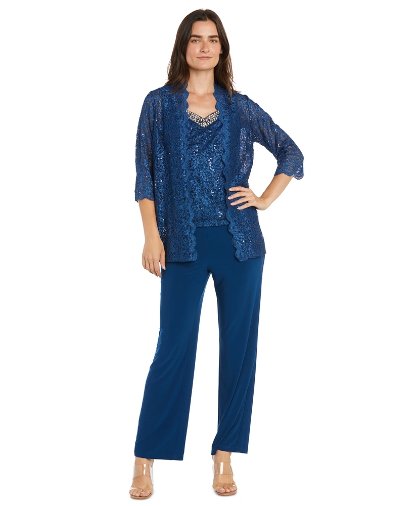 R & M Richards Petite Embellished Jacket, Sleeveless Top Pants Set