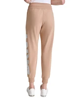 Dkny Women's Exploded Logo Cuff Fleece Jogger Sweatpants