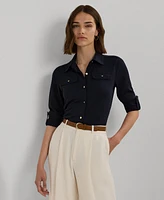 Lauren Ralph Roll-Tab-Sleeve Button-Front Shirt