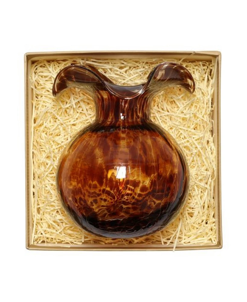 Vietri Hibiscus Glass Tortoiseshell Bud Vase