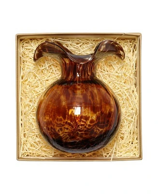 Vietri Hibiscus Glass Tortoiseshell Bud Vase