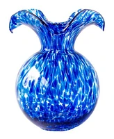 Vietri Hibiscus Glass Cobalt Tortoiseshell Fluted Vase