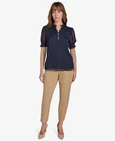 Tommy Hilfiger Women's Printed Ruffled-Collar Top