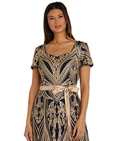 R & M Richards Sequined Belted Dress