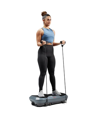 Sunny Health & Fitness 3D Vibration Plate Exercise Platform with Dual Resistance Bands