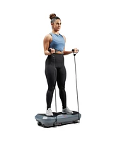 Sunny Health & Fitness 3D Vibration Plate Exercise Platform with Dual Resistance Bands