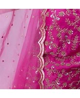 Raas Women's Pink Sharara Suit with Golden Hand Embroidered Kurta