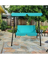 Sugift 2 Person Weather Resistant Canopy Swing for Porch Garden Backyard Lawn