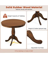 Inolait 32 Inch Wooden Round Pub Pedestal Side Table